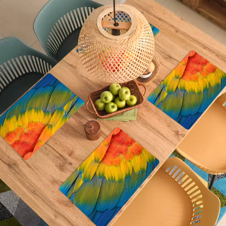 Tovaglietta – 6 pezzi - Piume - Ara - Colorate — 3