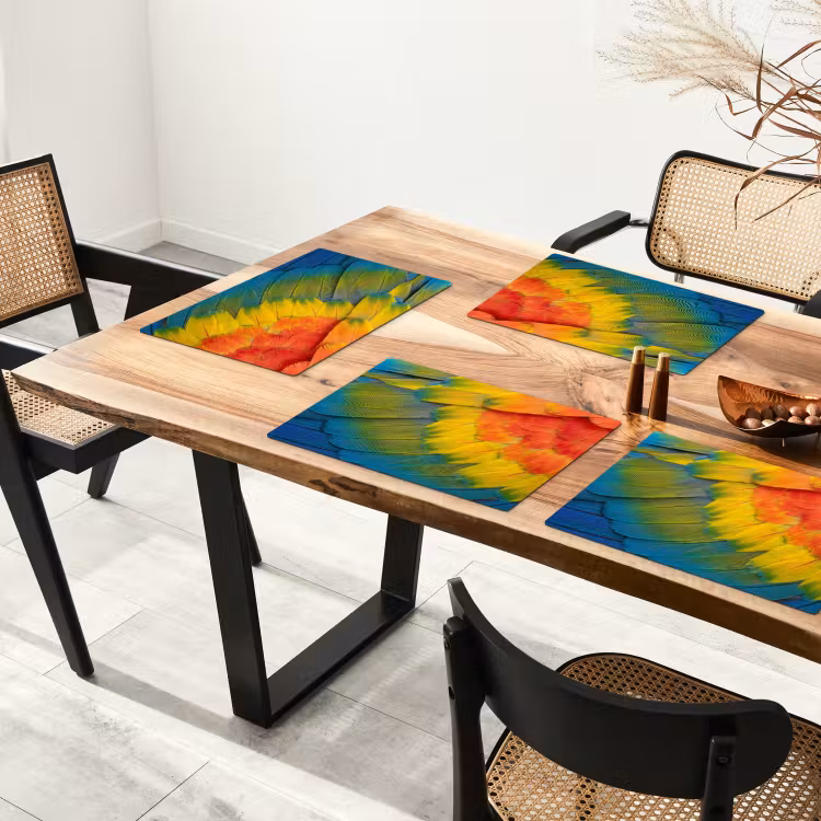 Tovaglietta – 6 pezzi - Piume - Ara - Colorate — 4