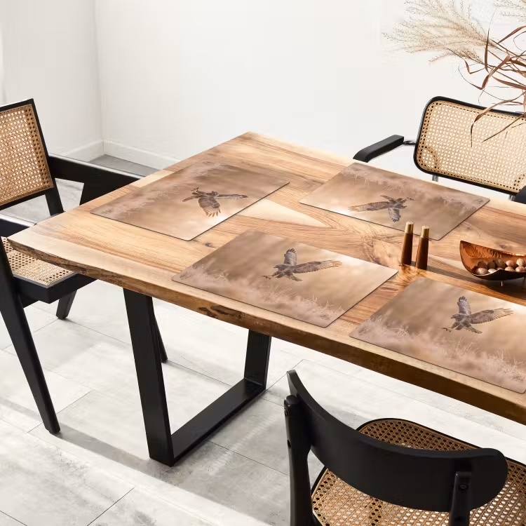 Tovaglietta – 6 pezzi - Poiana - Uccello rapace - Natura - Marrone — 4