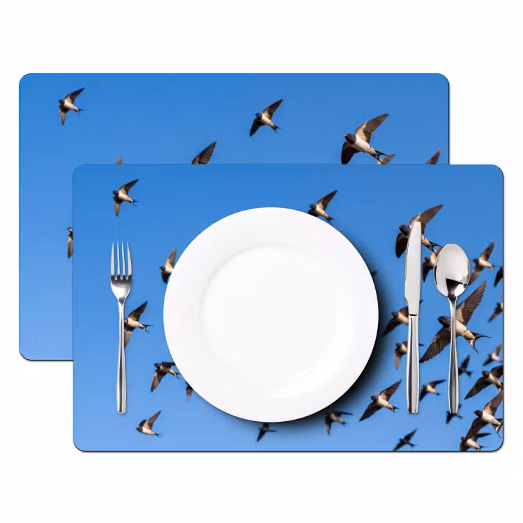 Tovaglietta – 6 pezzi - Rondini - Mosche - Blu — 2