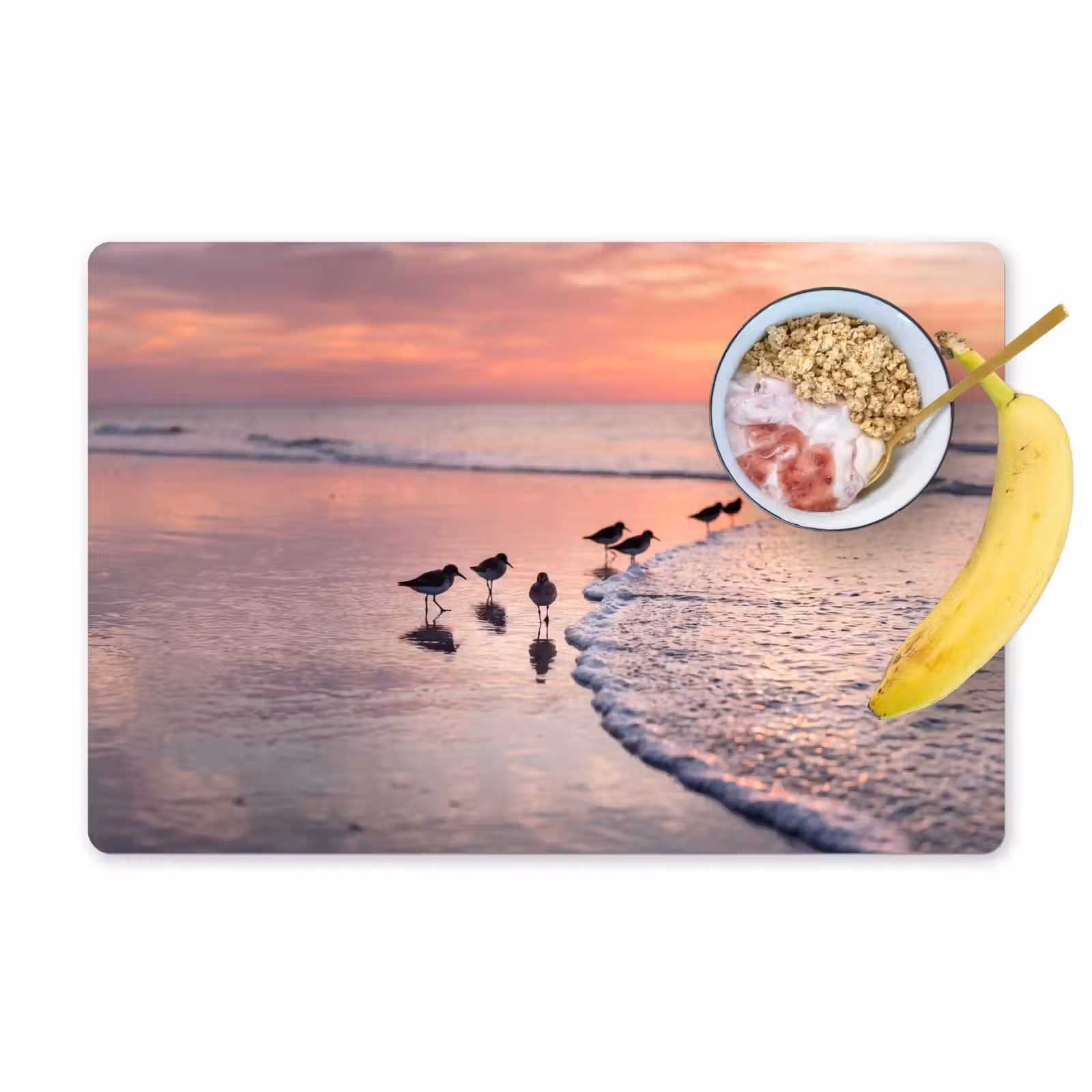 Tovaglietta – 6 pezzi - Gabbiani - Spiaggia - Mare - Rosa — 1