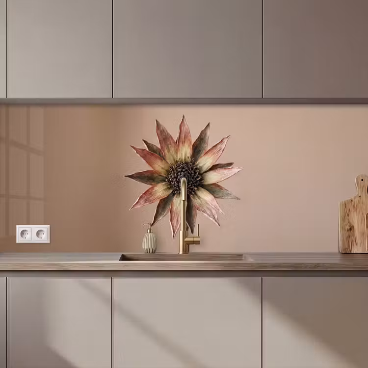 Schienale cucina - Fiore secco - Protea - Vintage - Beige - Rustico — 1