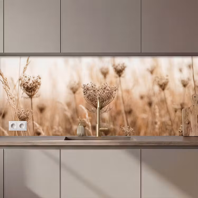 Schienale cucina - Paravento - Fiore secco - Inverno - Beige - Minimalista — 1