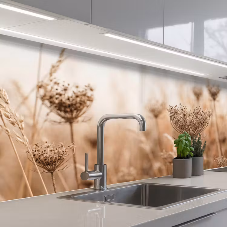 Schienale cucina - Paravento - Fiore secco - Inverno - Beige - Minimalista — 2