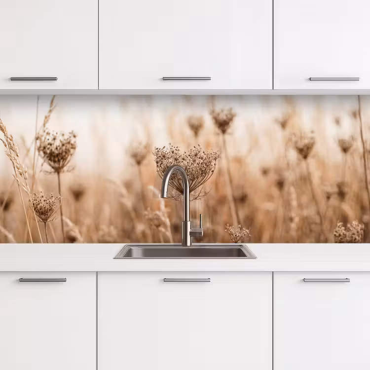 Schienale cucina - Paravento - Fiore secco - Inverno - Beige - Minimalista — 4