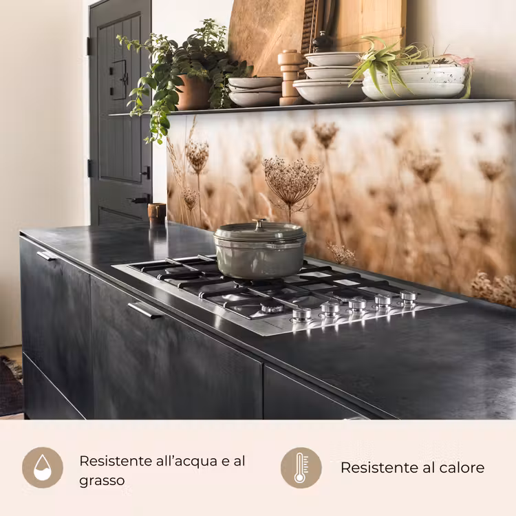 Schienale cucina - Paravento - Fiore secco - Inverno - Beige - Minimalista — 5