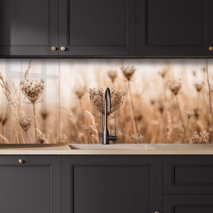 Schienale cucina - Paravento - Fiore secco - Inverno - Beige - Minimalista — 6