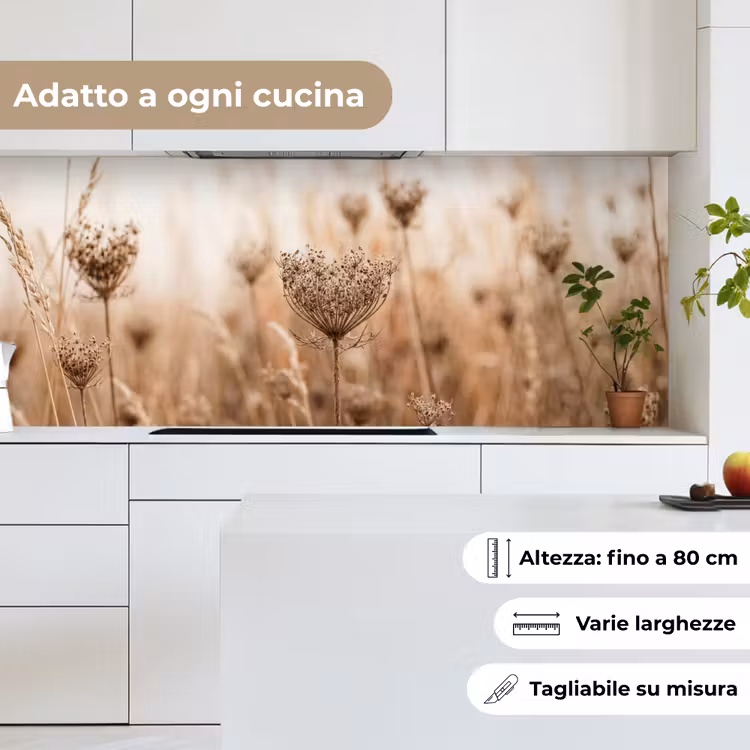 Schienale cucina - Paravento - Fiore secco - Inverno - Beige - Minimalista — 7