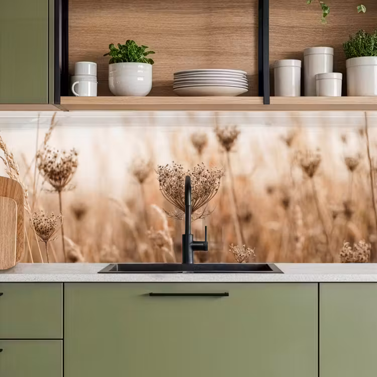 Schienale cucina - Paravento - Fiore secco - Inverno - Beige - Minimalista — 8