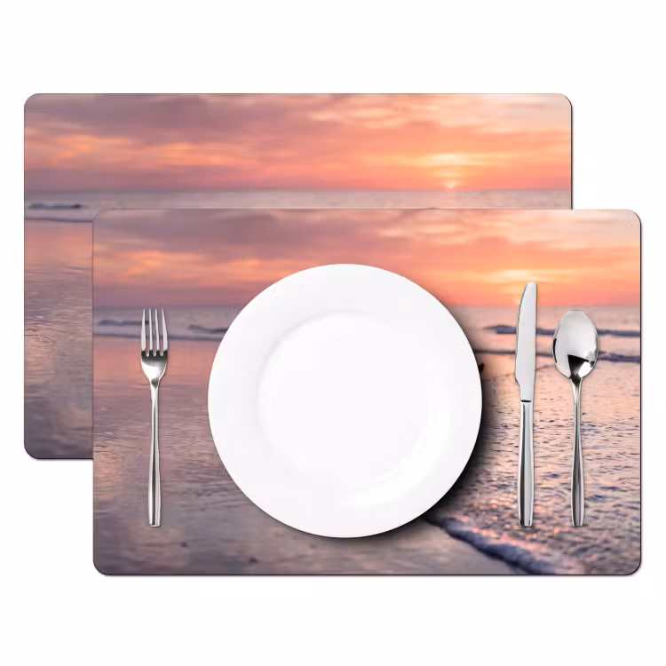 Tovaglietta – 6 pezzi - Gabbiani - Spiaggia - Mare - Rosa — 2