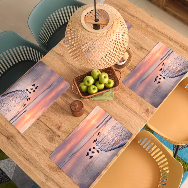 Tovaglietta – 6 pezzi - Gabbiani - Spiaggia - Mare - Rosa — 3