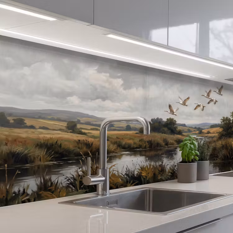 Schienale cucina - Anatre - Fiume - Paesaggio - Volo - Nostalgico — 2