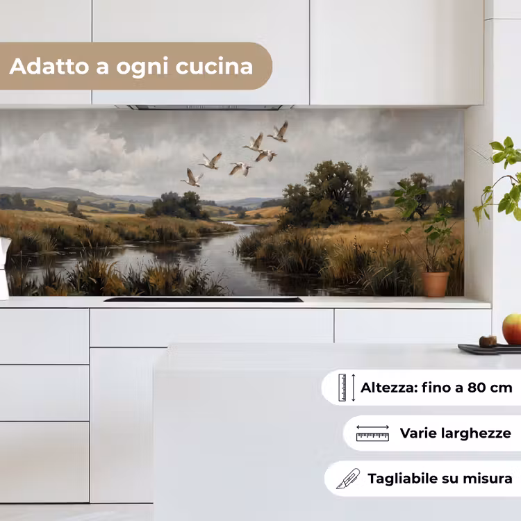 Schienale cucina - Anatre - Fiume - Paesaggio - Volo - Nostalgico — 7
