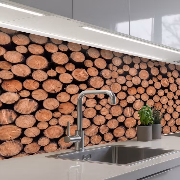 Schienale cucina - Tronchi - Struttura - Motivo - Marrone - Rustico — 2