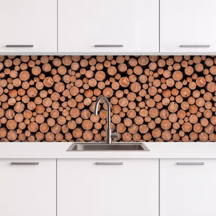 Schienale cucina - Tronchi - Struttura - Motivo - Marrone - Rustico — 4