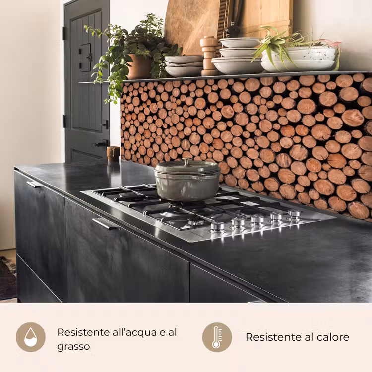 Schienale cucina - Tronchi - Struttura - Motivo - Marrone - Rustico — 5