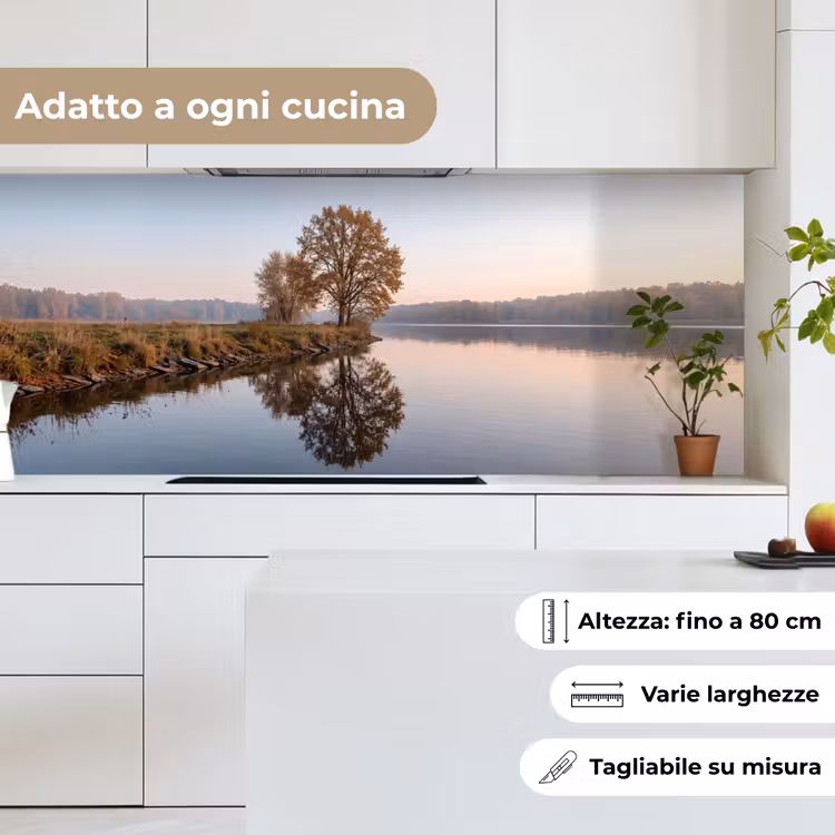 Schienale cucina - Alberi - Riflesso - Acqua - Alba - Sereno — 7