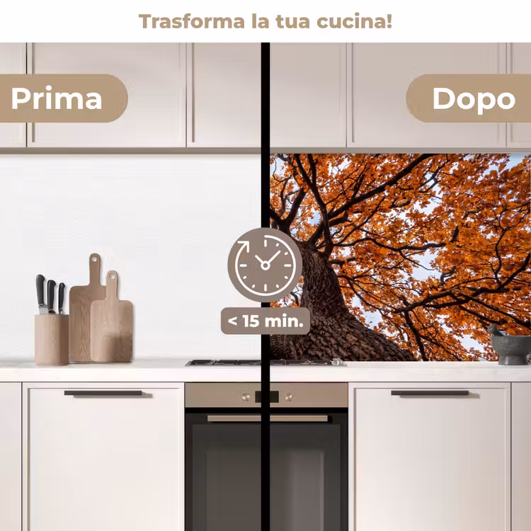 Schienale cucina - Albero - Chioma - Autunno - Arancione - Atmosferico — 3