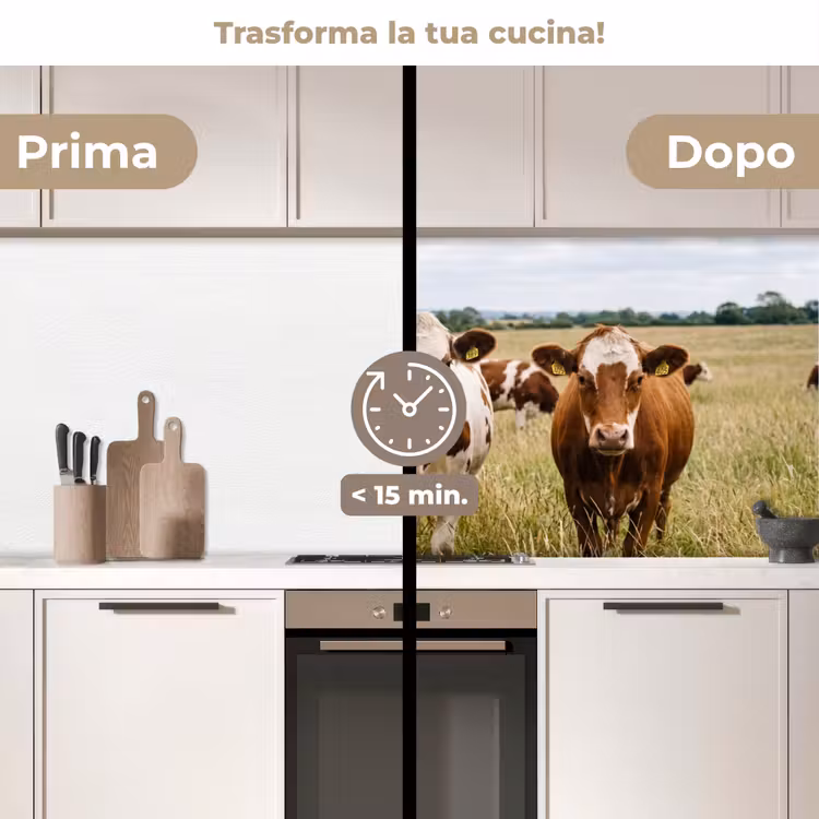 Schienale cucina - Mucche - Ritratto - Prato - Fattoria - Curioso — 3