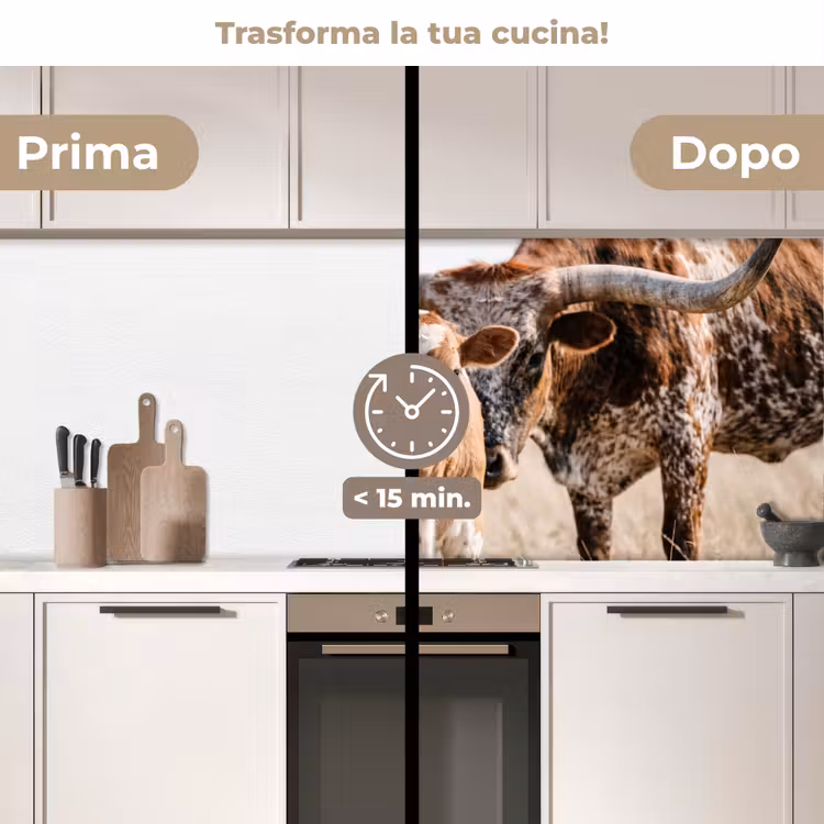 Schienale cucina - Texas Longhorn - Vitello - Pascolo - Animali — 3