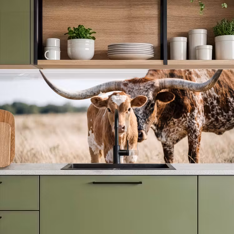 Schienale cucina - Texas Longhorn - Vitello - Pascolo - Animali — 8