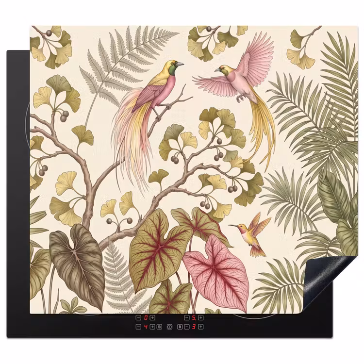 Protezione piano induzione - Uccelli - Tropicale - Botanico - Rosa — 1