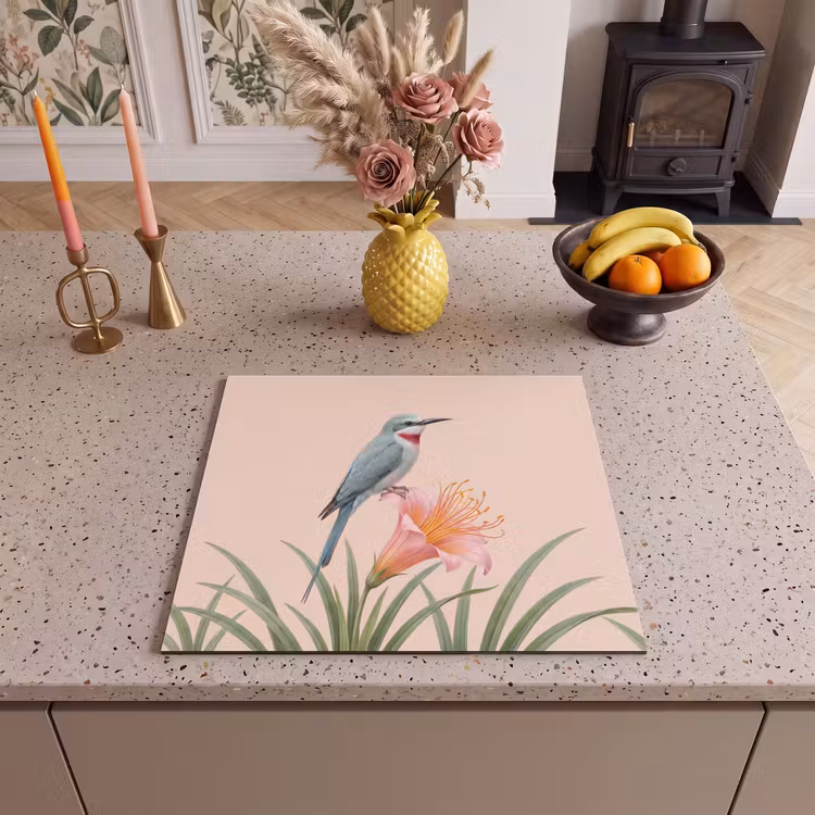 Protezione piano induzione - Uccello - Fiore - Natura - Rosa — 3