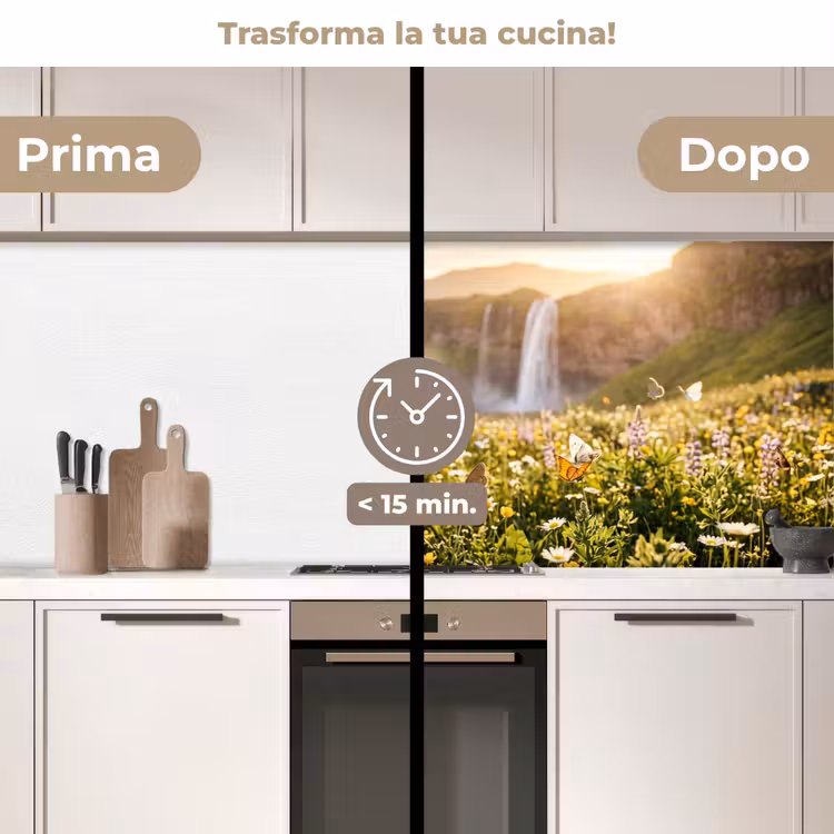 Schienale cucina - Farfalle - Cascata - Campo di fiori — 3