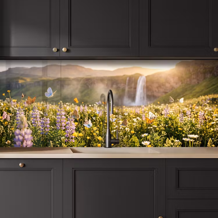 Schienale cucina - Farfalle - Cascata - Campo di fiori — 6