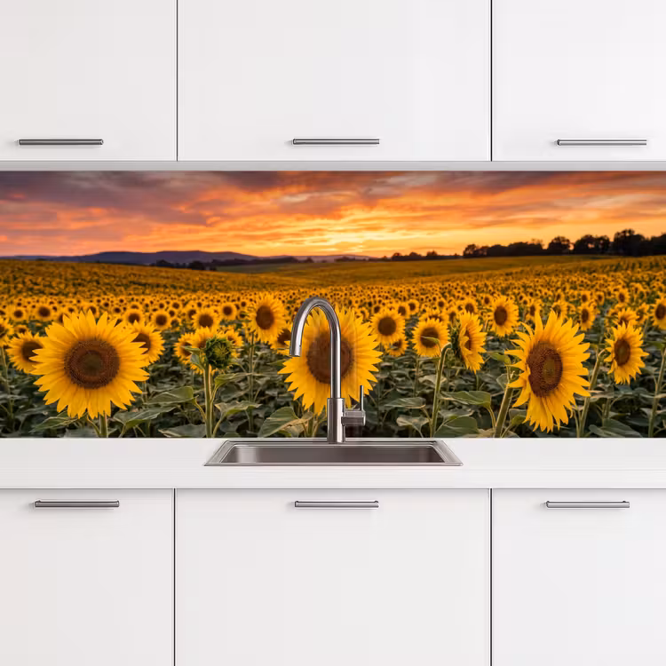Schienale cucina - Girasoli - Paesaggio collinare - Giallo — 4