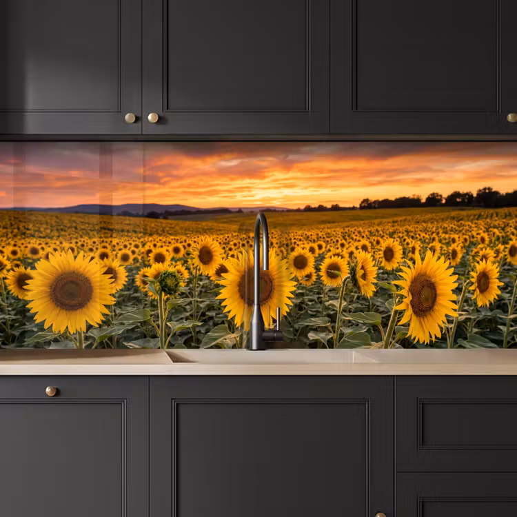 Schienale cucina - Girasoli - Paesaggio collinare - Giallo — 6