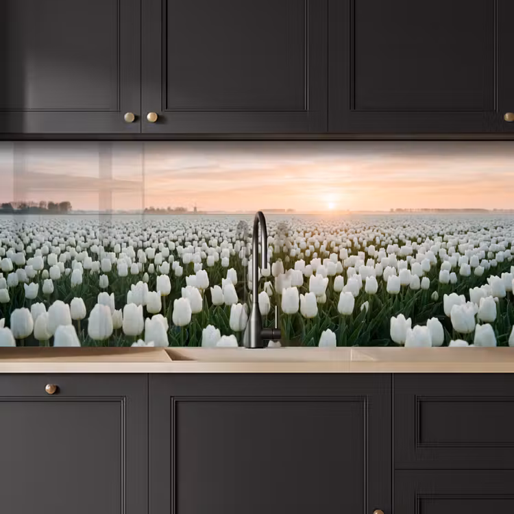 Schienale cucina - Tulipani - Paesaggio - Bianco — 6