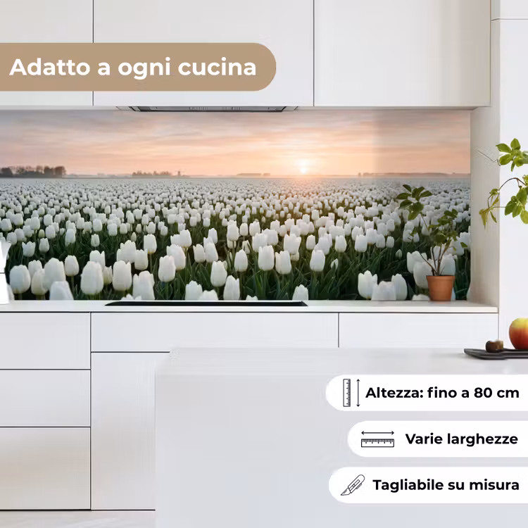 Schienale cucina - Tulipani - Paesaggio - Bianco — 7