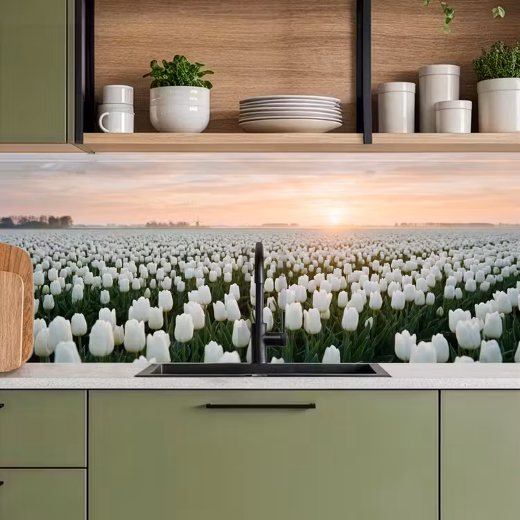 Schienale cucina - Tulipani - Paesaggio - Bianco — 8
