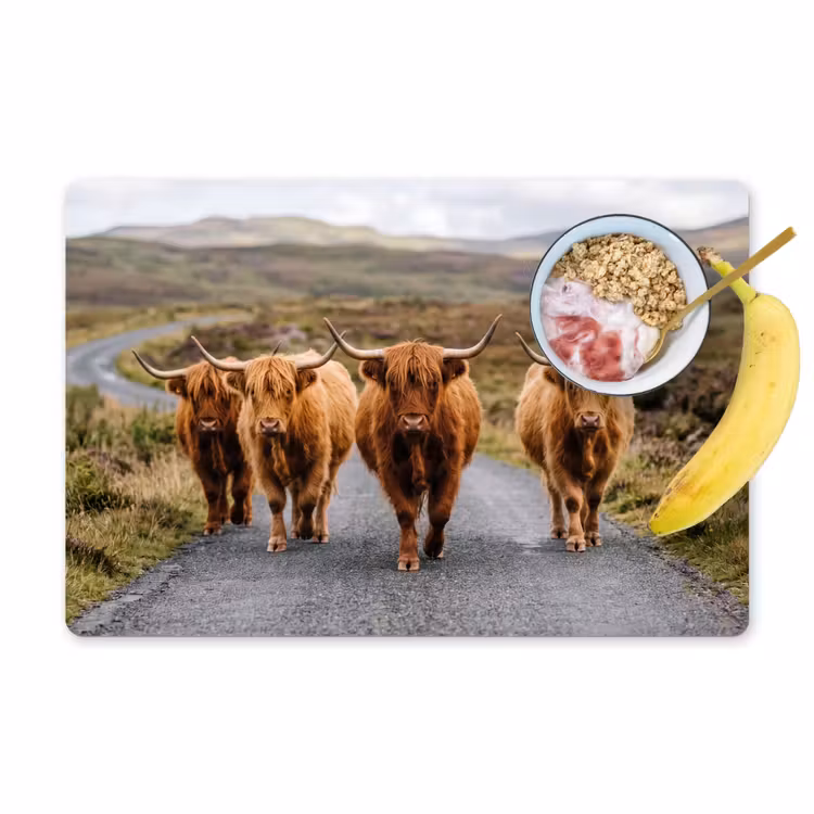 Tovaglietta – 6 pezzi - Highlander scozzesi - Strada - Paesaggio - Mandria — 1