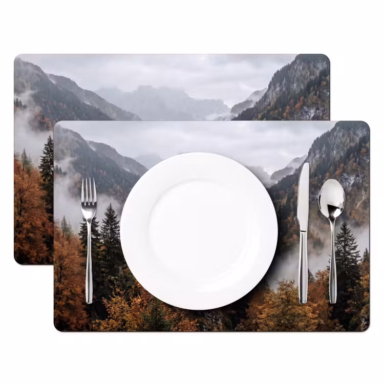 Tovaglietta – 6 pezzi - Montagne - Valle - Nebbia - Autunno - Natura — 2
