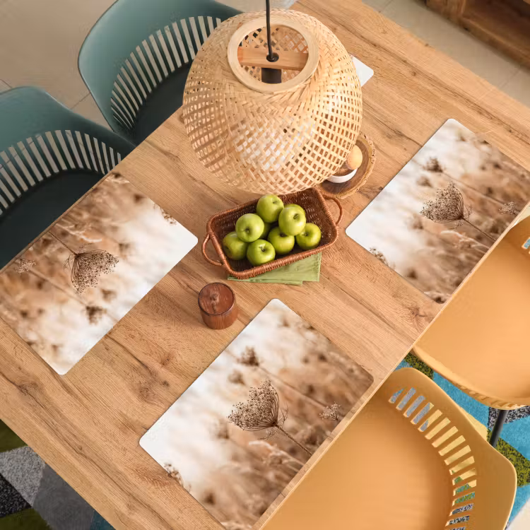 Tovaglietta – 6 pezzi - Paravento - Fiore secco - Inverno - Beige - Minimalista — 3