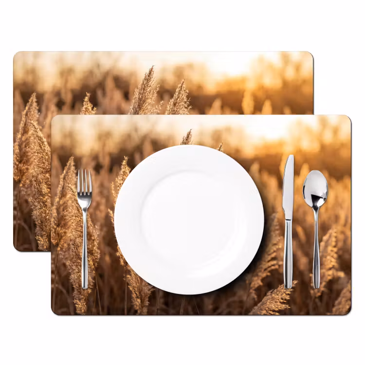 Tovaglietta – 6 pezzi - Pennacchi di canne - Erba - Tramonto - Oro - Sereno — 2