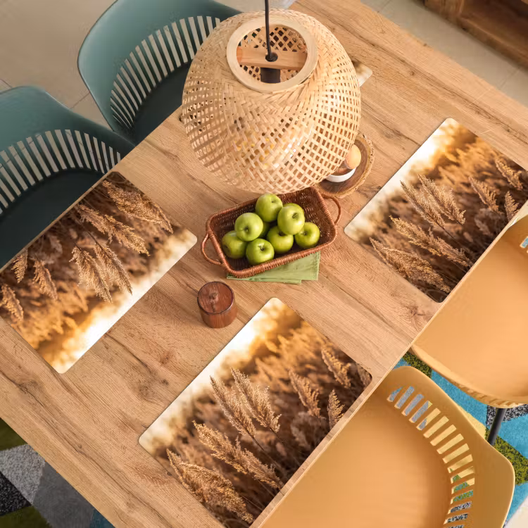 Tovaglietta – 6 pezzi - Pennacchi di canne - Erba - Tramonto - Oro - Sereno — 3