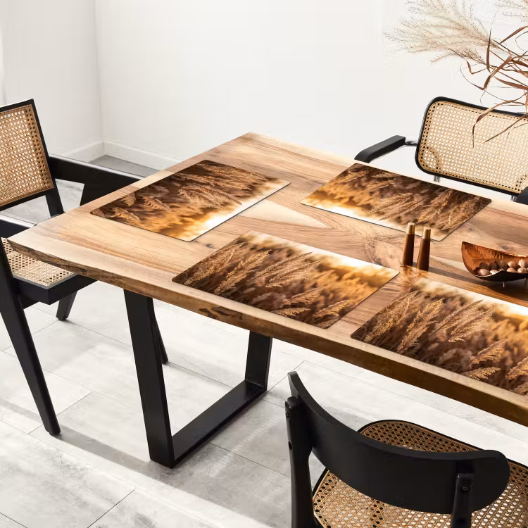 Tovaglietta – 6 pezzi - Pennacchi di canne - Erba - Tramonto - Oro - Sereno — 4