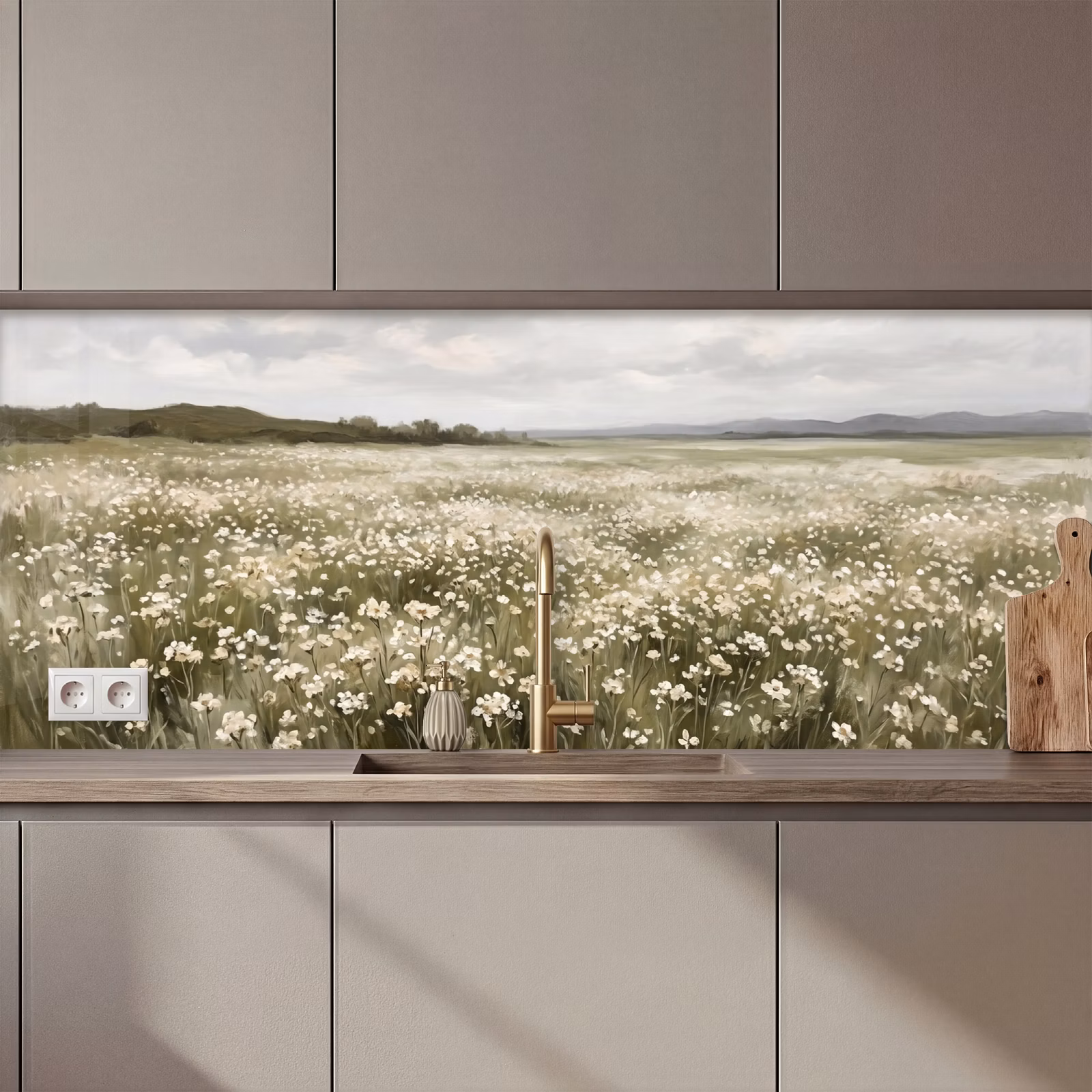 Schienale cucina - Illustrazione - Paesaggio - Bianco — 1
