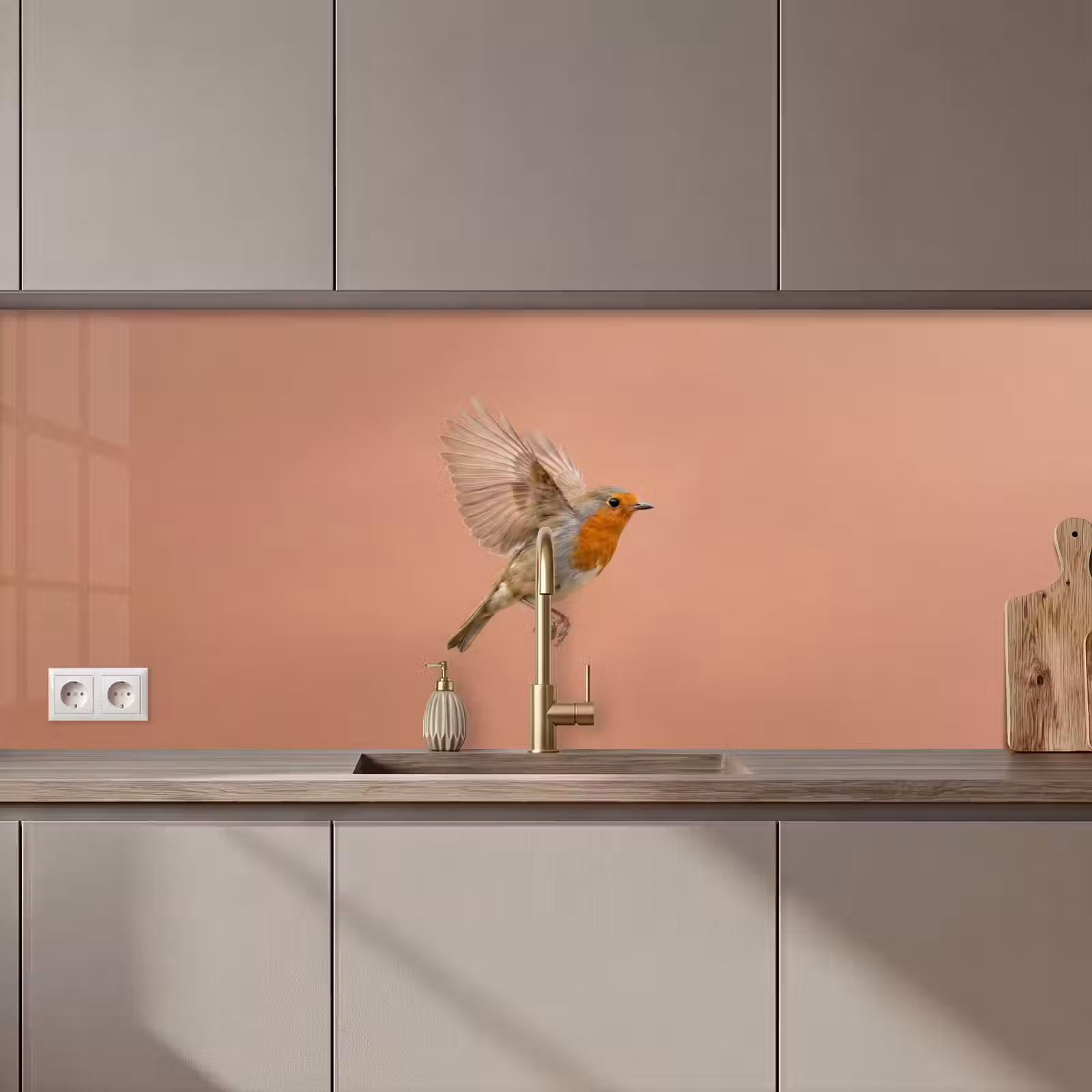 Schienale cucina - Pettirosso - Natura - Rosa — 1