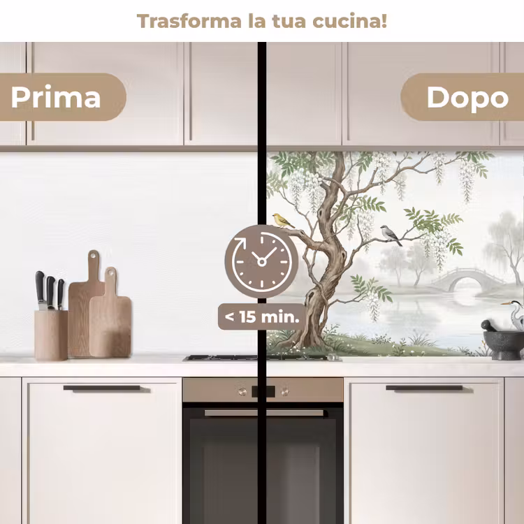 Schienale cucina - Airone - Paesaggio - Verde — 3