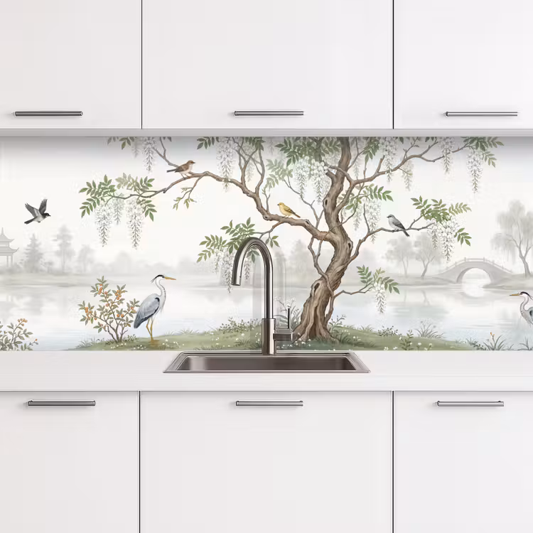 Schienale cucina - Airone - Paesaggio - Verde — 4