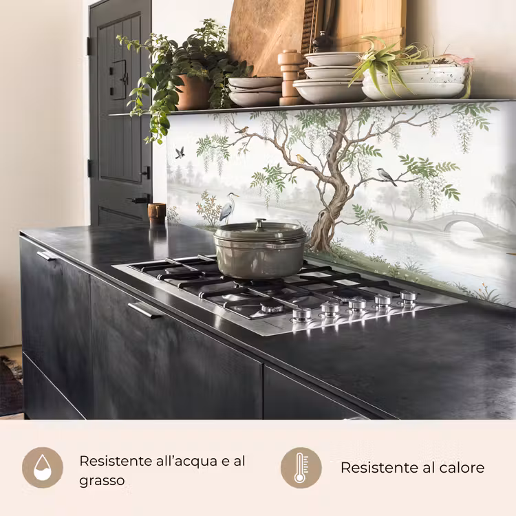 Schienale cucina - Airone - Paesaggio - Verde — 5