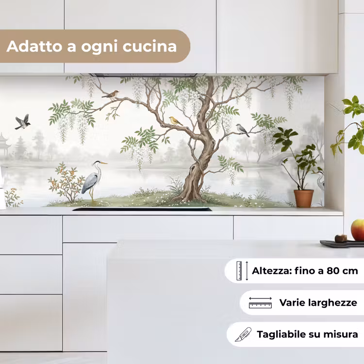 Schienale cucina - Airone - Paesaggio - Verde — 7