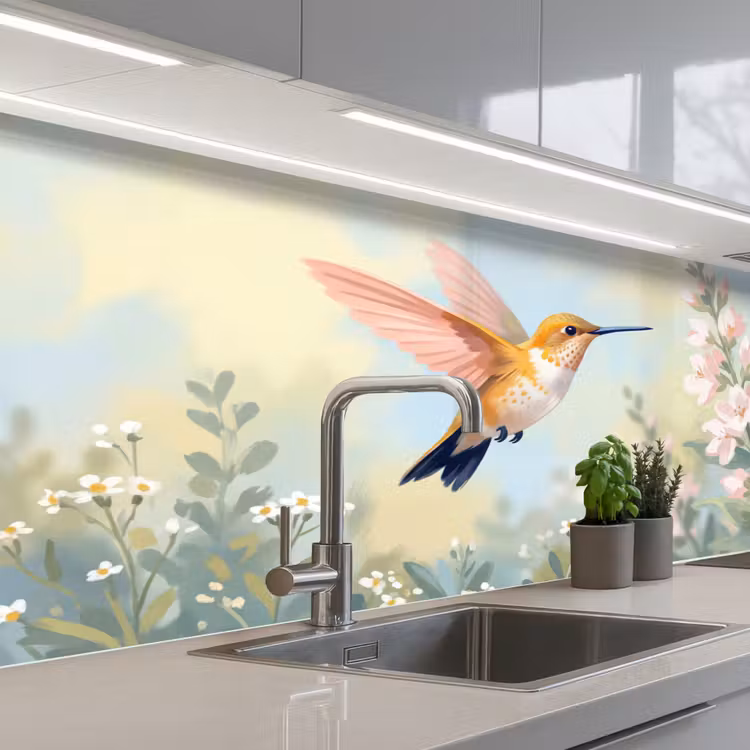 Schienale cucina - Colibrì - Illustrazione - Colorato — 2