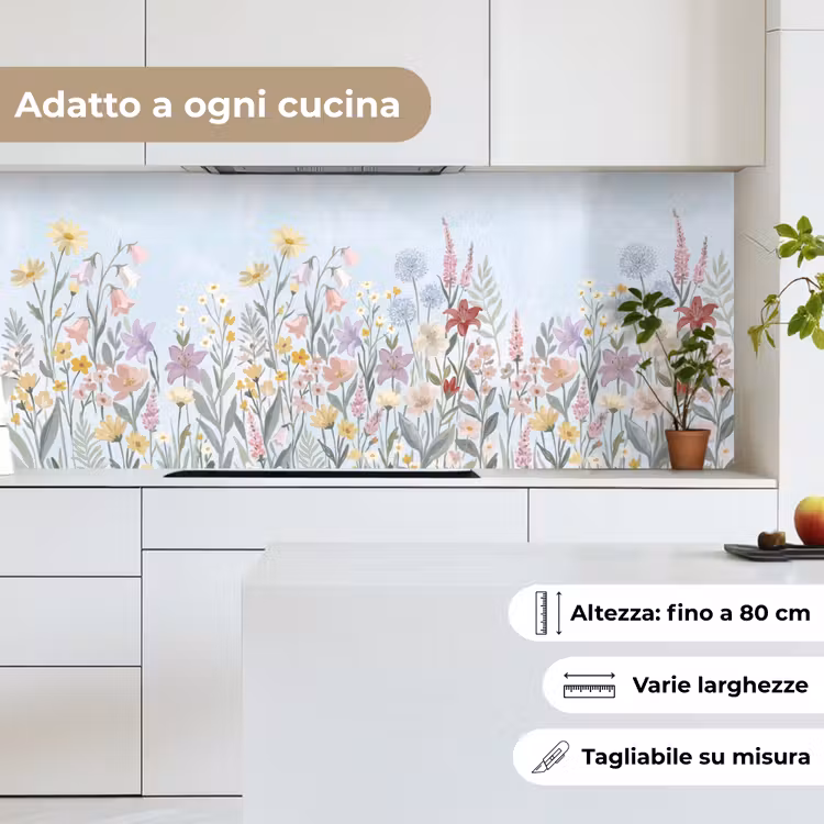 Schienale cucina - Fiori di prato - Illustrazione - Colorato — 7