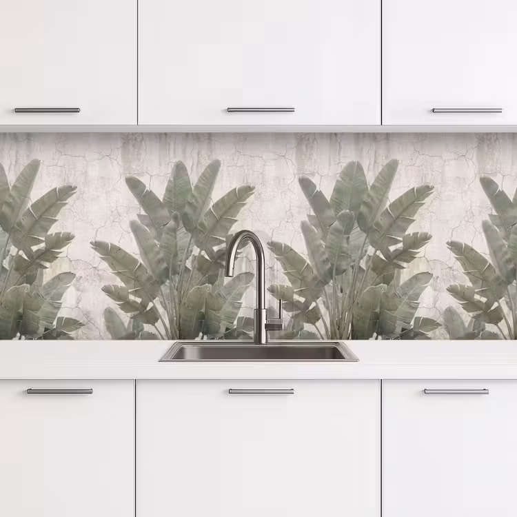 Schienale cucina - Foglie di banano - Calcestruzzo - Verde — 4