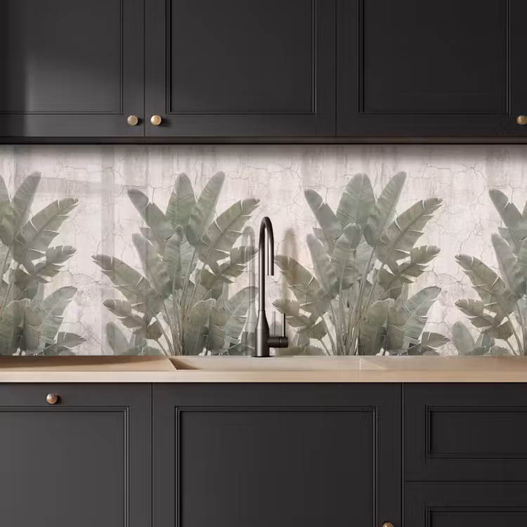Schienale cucina - Foglie di banano - Calcestruzzo - Verde — 6